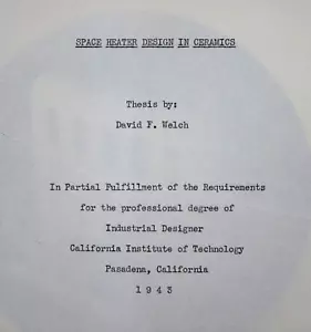 Piani Riscaldatore Spaziale Ceramica Cal Tech Disegno Industriale Tesi Schema Foto 1943 - Foto 1 di 17