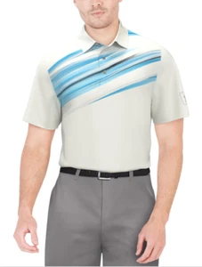 PGA Tour Men Brush Stroke Textured Performance Golf Polo Shirt White Size S - Picture 1 of 2