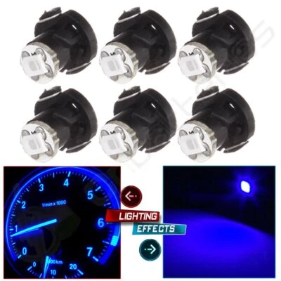 6x Pure Blue T4/T4.2 Neo Wedge 1-SMD LED Center Console HVAC Climate Light Bulbs - Image 1 of 4