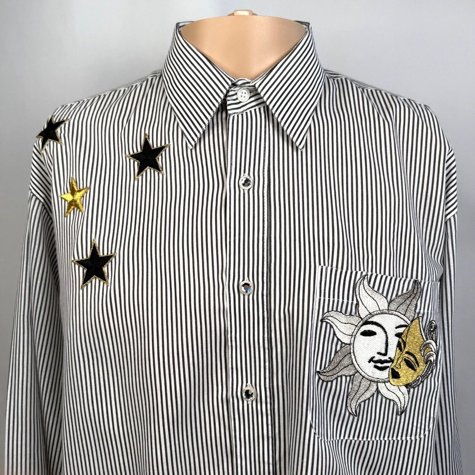 Marquis Embellished Button Up Shirt Mens Size 16.5  34-35 Embroidery - Image 1 of 4