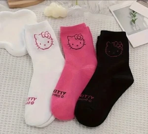3 Pairs Women's Hello Kitty Mid-Calf Socks - Picture 1 of 4