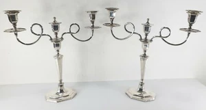 Antique Pair English Georgian Sterling Sheffield Silver Candelabra Candlesticks - Picture 1 of 12