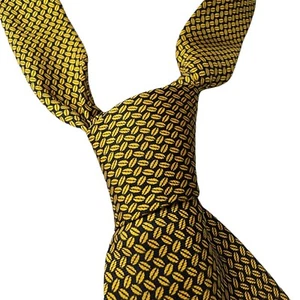 Brooks Brothers Makers Mens Tie Gold Black Designer Tie All Silk Hand Made - Picture 1 of 6