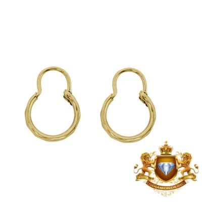 Ladies Girls 10k Yellow Real Authentic Gold D/Cut Huggies Earrings Loops Hoops - Image 1 of 3