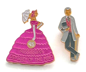 Lote de 2 prendedores de colección Odyssey of the Mind Mississippi conjunto de disfraces - Imagen 1 de 3