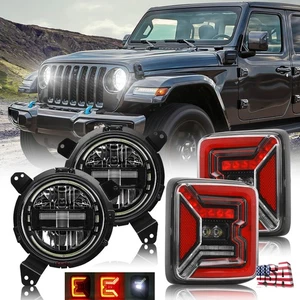 Kit para Jeep 2018-2025 Wrangler JL JLU 9" Soporte Halo LED Faro Luces Traseras - Imagen 1 de 17