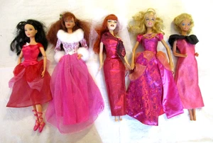 Menge 5 lose Barbie Puppen ~ Mattel in heißen rosa Kleidern gut-TLC ~ Posten OO - Bild 1 von 7