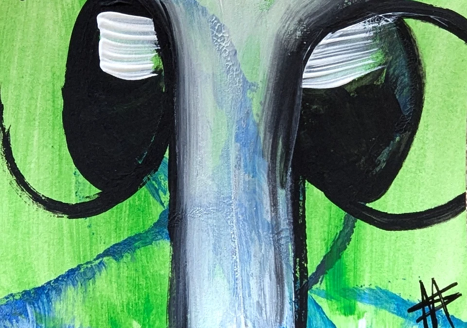 Tarjeta de arte de gatito moderno coleccionable pintura de gato ACEO original Samantha McLean Foto 1 de 1