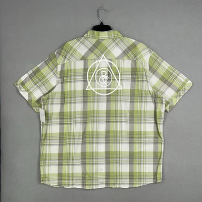 Camisa Rocawear Para Hombres 3XL Verde Gris A Cuadros Manga Corta Abotonada Logo Hip Hop Rap Foto 1 de 4