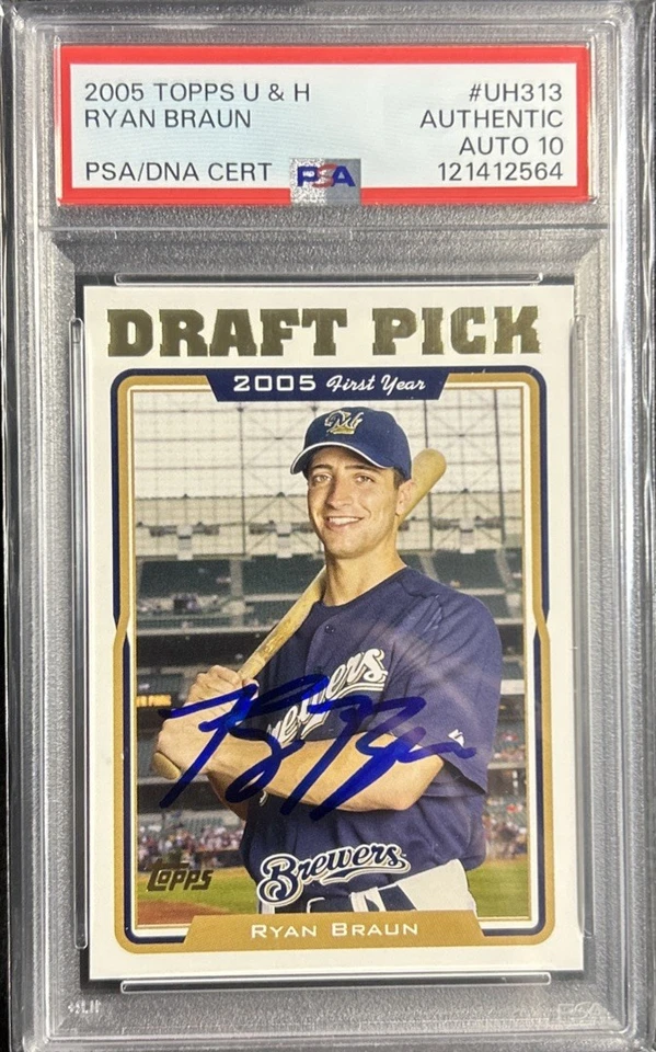 Ryan Braun Signed 2005 Topps Updates & Highlights #UH313 PSA/DNA Auto 10 - Image 1 of 4