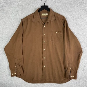 Camisa de seda Tommy Bahama abotonada para hombre XL marrón manga larga 100 % seda - Imagen 1 de 7