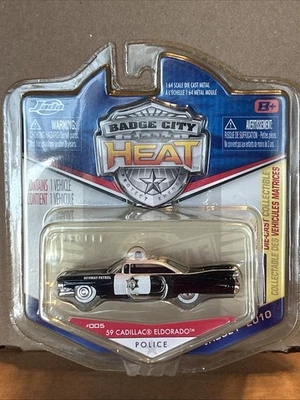 New 2010 Wave 1 Jada Badge City Heat 1:64 Scale '59 Cadillac Eldorado Police - Image 1 of 4