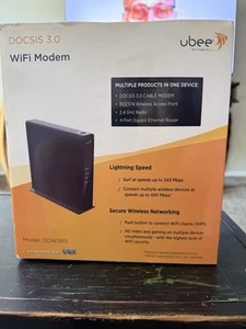 UBEE DDW365 DOCSIS Wireless 3.0 Cable Modem Router Gateway Tested Turns On - Picture 1 of 4