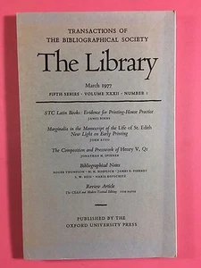 Die Bibliothek, The Bibliographical Gesellschaft, Fifth Serie Vol.xxxii No.1 - Bild 1 von 3