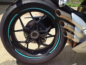 KIT DE CALCOMANÍAS DE VINILO PEGATINAS DE CINTA DE LLANTAS DE LLANTAS DE LLANTA DE MOTOCICLETA TURQUESA - Imagen 1 de 12