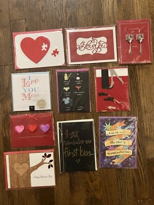 PAPYRUS Lot of 10 Valentines Day Cards For Couples-New In Package Embellished 5 - Image 1 of 2