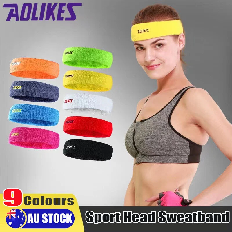 AOLIKES? Headbands Sweatband Cotton Hair Gym Yoga Stretch Sport Sweat Band AU - image 1 of 4