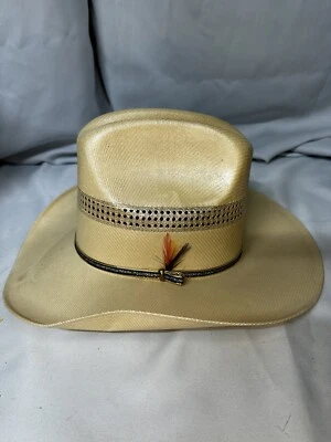 VINTAGE WESTERN EXPRESS INC BRAND WESTERN HAT Size 7-3/8 Hard Woven Fabric White - Image 1 of 4
