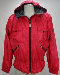 Nils Womens Hooded Jacket Size 4 Small Red Full Zip Lined Raincoat Windbreaker - Picture 1 of 12