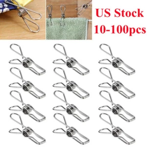 10-100pcs Metal Stainless Steel Clothes Hanger Detachable Clothes Hanger Clips - Picture 1 of 11