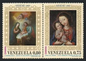 Venezuela C1020-C1021a pair,hinged.Michel 1812-1813. Christmas 1969.Virgin, - Picture 1 of 1