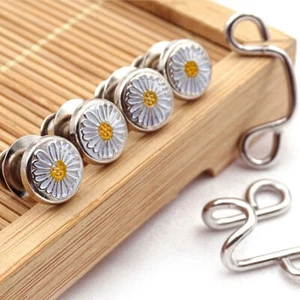 Waist Button 1Set No Nails Garment Hooks Detachable Button Removable Metal   ∂ - Picture 1 of 17