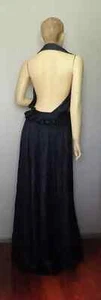 Stunning Vintage JAYSON BRUNSDON Backless Black Silk Maxi Dress / Gown - Size 12 - Picture 1 of 4
