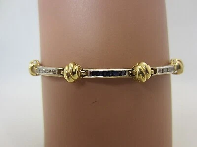 14k Yellow and White Gold Blue Sapphire And Diamond Bracelet 1.25 ct 7.1 inches - Image 1 of 4