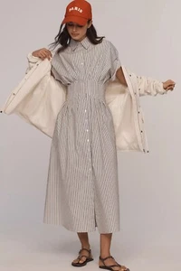 New Anthropologie The Tobie Button-Front Pleated Shirt Dress by Exquise Size S - Picture 1 of 12