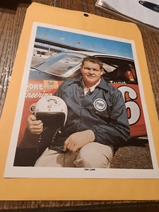 Vintage Tiny Lund NASCAR Promo Photo Red White #6 Pure Oil Early Legend Driver - Picture 1 of 3
