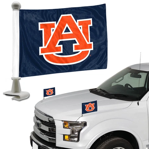 Auburn Tigers Set of 2 Ambassador Style Car Flags - Trunk Hood Cover