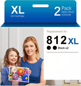 Confezione da 2 inchiostri neri 812XL T812XL compatibili per Epson WorkForce Pro WF-7310 WF-7840 - Foto 1 di 5