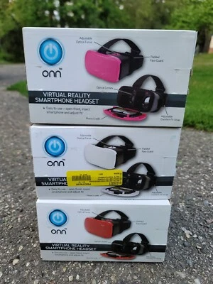 ONN Virtual Reality Smartphone Headset Goggles Pink White Red Lots of 3 New - Image 1 of 3