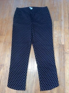 Pantalone in velluto corona ed edera con motivo diamantato donna 8 nero - Foto 1 di 5