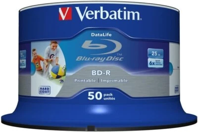 Verbatim BD-R Printable Spindle 6x 25GB (Pack of 50) 43812 - Image 1 of 3