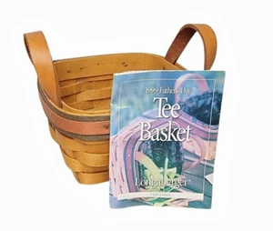 Small Handmade Longaberger 1999 Father's Day Golf Tee Basket Leather Handles - Picture 1 of 7
