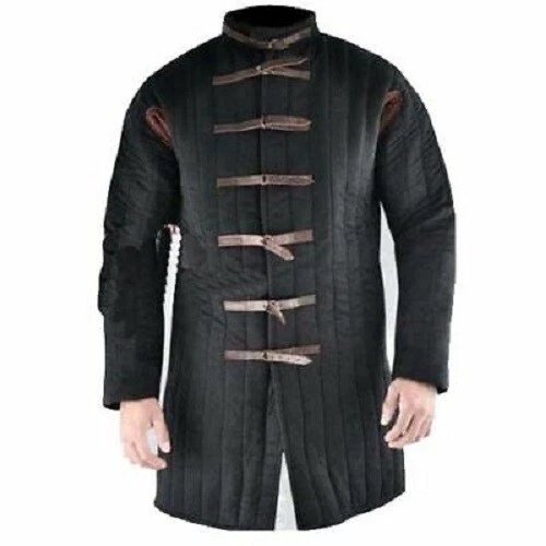 Grueso Acolchado Negro Medieval Gambesón Traje De Disfraces Acolchados Sca Larp Foto 1 de 1