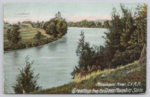 1907 Grüße aus dem Green Mountain State Missisquoi River CVRR Vermont Postkarte - Bild 1 von 2