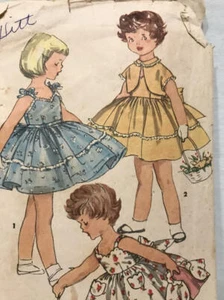 Vtg SIMPLICITY 1149 CHILD GIRL Pattern Sewing 1955 CUT One Piece Dress Jacket - Picture 1 of 8