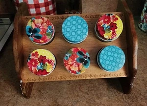 The Pioneer Woman Wildflower Whimsy 6pc Spice Jar Set With Wooden Spice Holder - Picture 1 of 12