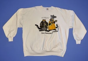 VTG Crazy Shirts B Kliban Hawaii Cat 2 sided Sweatshirt XL WHITE SAN FRANCISCO - Picture 1 of 9