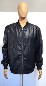 Zara Faux Leather Full Zip Bomber Jacket Mens Black 2X-Large - Picture 1 of 5