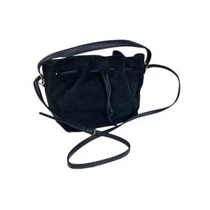 Talbots Blue Suede Drawstring Bucket Bag Purse Top Handle and Strap - Picture 1 of 13