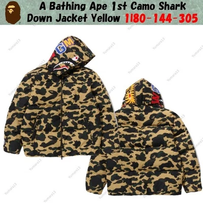 A Bathing Ape 1st Camo Shark Down Jacket Yellow 1l80-144-305 - Image 1 of 4