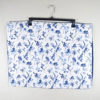 DKNY Quilted Blue White Floral Pillow Shams Set of 2 Standard Size 20"x26" - Image 1 of 4