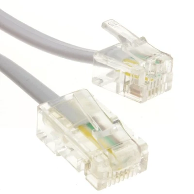 RJ11 Male Plug to 4 wire RJ45 Male Plug Flat Cable Lead 1m/2m/3m/5m/10m/20m LOT - Image 1 of 4