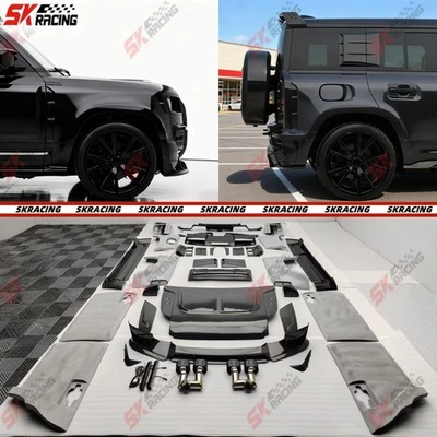 Kits de carrocería faldones laterales labio delantero trasero de fibra de carbono seco para Land Rover Defender 110 Foto 1 de 4