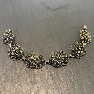 Danecraft ~1940s Sterling Silver Filigree Panel Link Vintage Bracelet 7” Xx - Picture 1 of 13