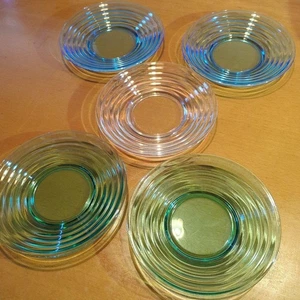 Iittala Aino Aalto Glas Teller 17,5 cm 5er Set Klar Aqua Wasser Grün Vintage - Bild 1 von 8