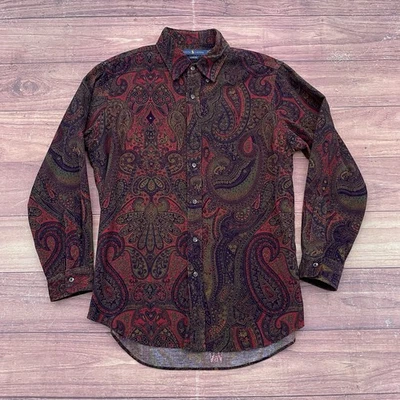 Polo Ralph Lauren Shirt Mens Sz L Paisley Micro Corduroy Button Down Classic Fit - Image 1 of 4